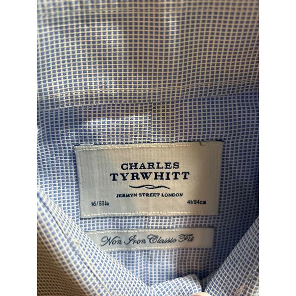 Charles Tyrwhitt Lot of 3 Men Size 16/33in Blue Plaid Non Iron Classic Fit Shirt - Picture 7 of 15